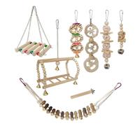 Birdcage Swing Bird Toy Set Birdcage Hanging Corn Husk Tearing Cage Accessory Budgies Chewable Exercise 8PCS Bird Hammock Swing Hat