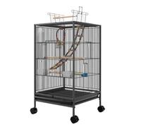 Birdcage Wrought Iron Bird Cage 46x46x86cm Rolling Stand Window Slide Tray Assembly Required