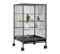 Birdcage Wrought Iron Bird Cage With Play Open Top And Rolling Stand 35 Inch Large Parrot Cage Bird Cages For Lovebird Parrotlet Decorative Birds Cage