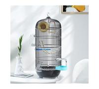 BirdCages Bird Cage Round Parrot Type Wire Simple with Tray(Black)