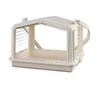 BirdCages Portable Outdoor Birdcage Adjustable Shoulder Strap Opposite Direction Horizontal Wire Mesh Parrots(White)