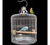 Birdcages Round Stainless Steel Bird Cage Parrot Metal Travel Large Bird Cage Luxury Outdoor Feeding Supplies,Diameter 26Cm