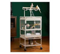 Birdcages Wrought Iron Bird Aviary with Top Play Ground Walk Ladder and Stand Flight Cage 46 Inch Extra Large Parakeet Cage