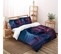 BIRDELIKE Cyber Lion Neon Bedding Set 3D Design Animal Theme Wildlife Duvet Cover Set Chic Breathable Quilt Cover Suitable for Family, Couple, Children with Pillow Double（200x200cm）