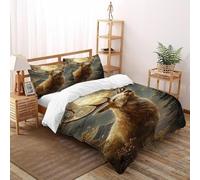BIRDELIKE Deer Full Moon Bedding Sets for Boys Kids Duvet Cover,3D Animal Themes Wildlife Comforter Cover Bed Set Ultra Soft Room Decor Double（200x200cm）