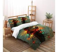 BIRDELIKE Owl Christmas Bedding Set Digital Printe Animal Themes Wildlife Duvet Cover Set Microfiber Quilt Cover Suitable for Family,couple,children with Pillow Double（200x200cm）