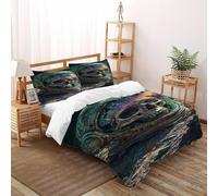 BIRDELIKE Skull Spacesuit Bedding Set 3D Design Gothic Themes Duvet Cover Set Microfiber Quilt Cover Suitable for Family,couple,children Pillowcase Super King(260x220cm)