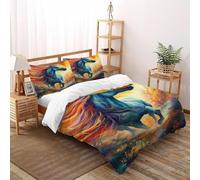 BIRDELIKE Unicorn Rainbow_3 Bedding Sets for Boys Kids Duvet Cover,3D Animal Themes Wildlife Comforter Cover Bed Set Ultra Soft Room Decor Double（200x200cm）
