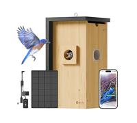 Birdfy Bird House with Camera Solar Powered with Iron Guard for Outside, AI Identify, 1080P HD & Night Vision for Bluebird Finch Swallow Wren Chickadee Nesting Watching, Auto Detect & Notify