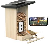 BIRDFY Ebony Lite Smart Bird Feeder with Camera and Solar Panel, Brown