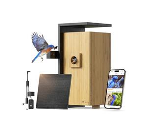 Birdfy Smart Bird Box with Camera 2025 New Version, 1080P Dual-Cam, Remote Control AI & Solar Powered, Bird Houses for Garden, Wireless Outdoor Watch Robin Nesting Story in Realtime (Bamboo)