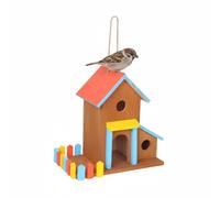 Relaxdays Birdhouse, Wooden Hanging Bird Villa with Feeder, 30.5 x 32.5 x 19 cm, for Garden & Balcony