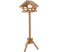 Birdhouse Bird Feeder House Pine With Reed Roof And Stand 53×53×122cm