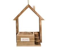 Birdhouse Feeder - Cedar Wood Material Small Compact Design Large Capacity Funnel Easy Hanging Mechanism | Outdoor Feeding Wild Bird Feeder - Hint