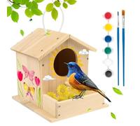 Birdhouse Kit Wooden Natural Paint Nest