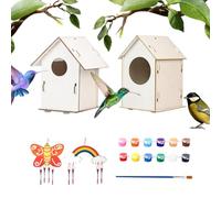 Birdhouse Kits For Kids | Bird House Kit, 2 Sets Wooden Assembly Birdhouse - Weatherproof Educational Outdoor Toy For Ages 4-8, Classrooms Homeschooling