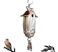 Birdhouse Necklace • The 1951 "Magnolia Silverware Birdhouse, Hollow/Simple Stylish, Vintage Birdhouse Pendant Silver Charm Necklace,Bird Lover Gift (A)