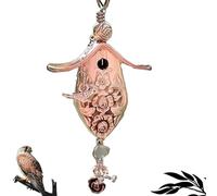 Birdhouse Necklace • The 1951 "Magnolia Silverware Birdhouse, Hollow/Simple Stylish, Vintage Birdhouse Pendant Silver Charm Necklace,Bird Lover Gift (E)