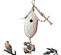 Birdhouse Necklace • The 1951 "Magnolia Silverware Birdhouse, Hollow/Simple Stylish, Vintage Birdhouse Pendant Silver Charm Necklace,Bird Lover Gift (F)