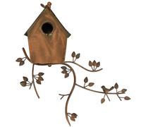Birdhouse nesting box feed house bird iron copper garden antique style 52cm