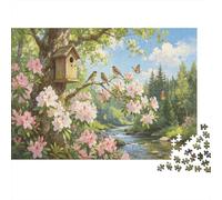 Birdhouse Spring Garden 1000 Piece Jigsaw Puzzle for Adults River Scene Relaxation Gift 52x38cm/1000pcs