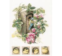 BIRDHOUSE WITH ROSES - Counted Cross Stitch Kit: Birdhouse with Roses - Lanarte Groves & Thames Pink One Size