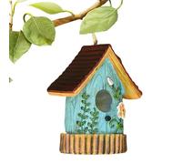 Birdhouses For Outdoors - Resin Small Bird House,Elegant Nesting Box, Colorful Garden Decoration, Tree Mount Ornaments For Hummingbird Bluebird