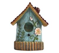Birdhouses For Outdoors - Resin Small Bird House,Elegant Nesting Box, Decorative Pet Cottage, Colorful Tree Mount Ornaments For Porch Patio Yard