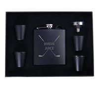 Birdie Juice Flask, Funnel, Shot Glasses, and Gift Box - Golfing Birdie Juice Hip Stainless Steel Metal Matte 6-Ounce Golf Bag Flask (Black)