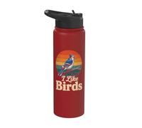 Birding Blue Jay I Like Birds Stainless Steel Insulated Water Bottle