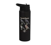 Birding Corvid Person Crow Raven Magpie Gift Stainless Steel Insulated Water Bottle
