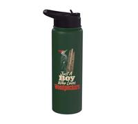 Birding Just A Boy Who Loves Woodpeckers for Kids Stainless Steel Insulated Water Bottle