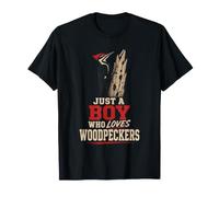 Birding Just A Boy Who Loves Woodpeckers for Kids T-Shirt