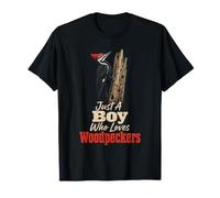 Birding Just A Boy Who Loves Woodpeckers for Kids T-Shirt