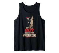Birding Just A Boy Who Loves Woodpeckers for Kids Tank Top