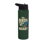 Birding My Birds Stole My Heart Indigo Bunting Gift Stainless Steel Insulated Water Bottle