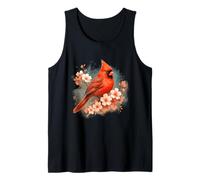Birding Red Cardinal Is Perched On A Cherry Blossom Branch Tank Top