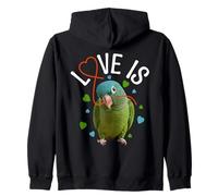 Birdkeeping Bird Lover Love Is Blue Crowned Conure Zip Hoodie