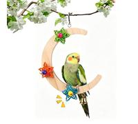 birdPerches - Wooden Crescent Shape Stand With Chewable Bell Star Decor | Enhancing Comfort And Activity Levels Within The Cage. This Versatile birdSwing Serves As An Ideal Addition To Any birdHabi