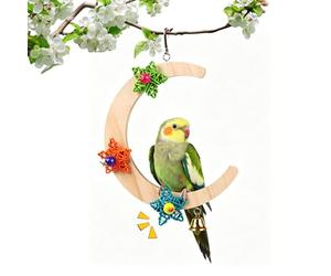 birdPerches - Wooden Crescent Shape Stand With Chewable Bell Star Decor | Enhancing Comfort And Activity Levels Within The Cage. This Versatile birdSwing Serves As An Ideal Addition To Any birdHabi