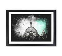 Birds Above Sacre Coeur Paris Paint Splash Framed Print | A2 Black Framed Wall Art | Ready to Hang | Modern Nature Picture | Living Room Bedroom Lounge Office