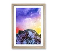 Birds Above The Dolomites In Italy Modern Framed Print | A4 Oak Framed Wall Art | Ready to Hang | Modern Nature Picture | Living Room Bedroom Lounge Office