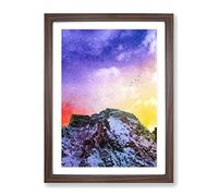 Birds Above The Dolomites In Italy Modern Framed Print | A4 Walnut Framed Wall Art | Ready to Hang | Modern Nature Picture | Living Room Bedroom Lounge Office