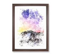 Birds Above The Dolomites In Italy Watercolour Modern Framed Print | A4 Walnut Framed Wall Art | Ready to Hang | Modern Historical Picture | Living Room Bedroom Lounge Office