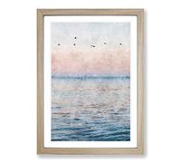 Birds Above The Ocean Painting Framed Print | A2 Oak Framed Wall Art | Ready to Hang | Modern Nautical Picture | Living Room Bedroom Lounge Office