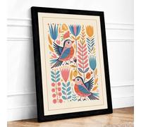 Birds Among Blooms Botanical Framed Wall Art Print A2 Black | Ready to Hang, Premium Gi Paper, Fade-Resistant Inks, Securely Packaged, UK Made