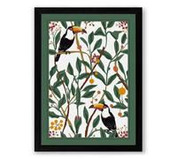Birds Among Blossoms Botanical Framed Wall Art Print A4 (29.7×21cm) Black, Wall Decor for Living Room, Bedroom, Office & Home, Ready to Hang, Art Gift