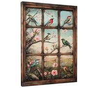 Birds and Blossoms Canvas Wall Art, Colorful Feathered Friends Print, Spring Decor for Living Room, Bedroom, Office, Nature Inspired Wall Art 16x20 Inch