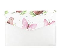Birds and Butterflies File Organiser, File Folders, Accordion Folder, School Stuff Clear Document Wallets A4, Accordion Organiser A4 with Snap Button, Small Pouch for School Office Home Travel