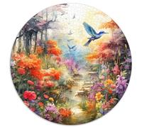 Birds And Flowers 1000 Pieces Animation Round Jigsaw Puzzles Colourful Beautiful Decoration for Adults And Kids 1000pcs (67.5x67.5cm)